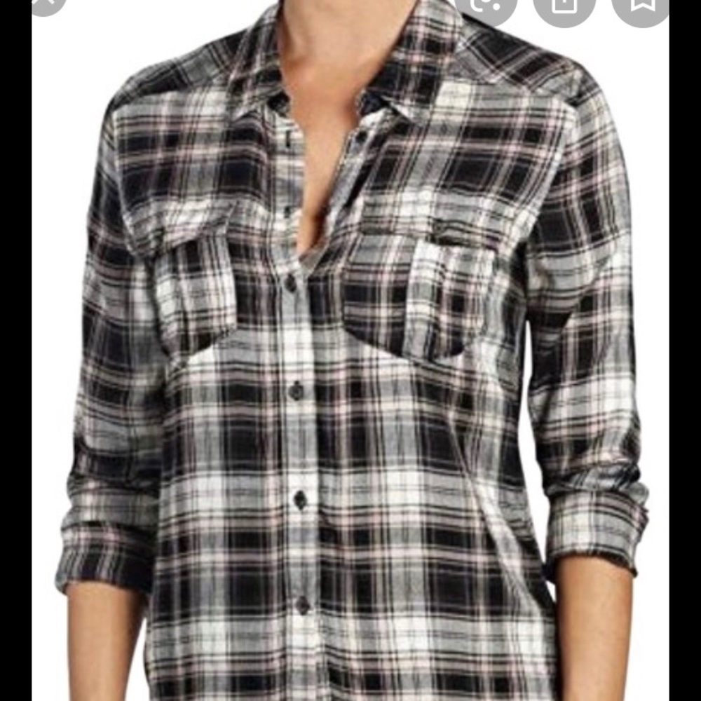 PAIGE MYA SHIRT, pink/black plaid, SMALL